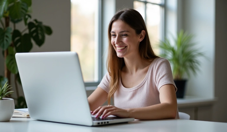 Frau bei Online-Beratung am Laptop